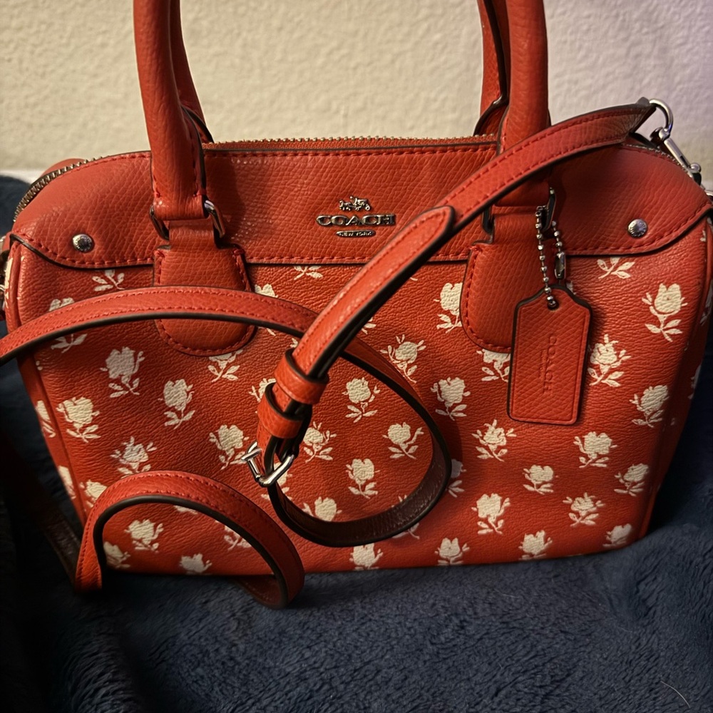 Coach Red Floral Satchel - Picture 4 of 4
